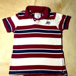Mens Striped POLO Style Burgundy & Navy Collared  T-Shirt